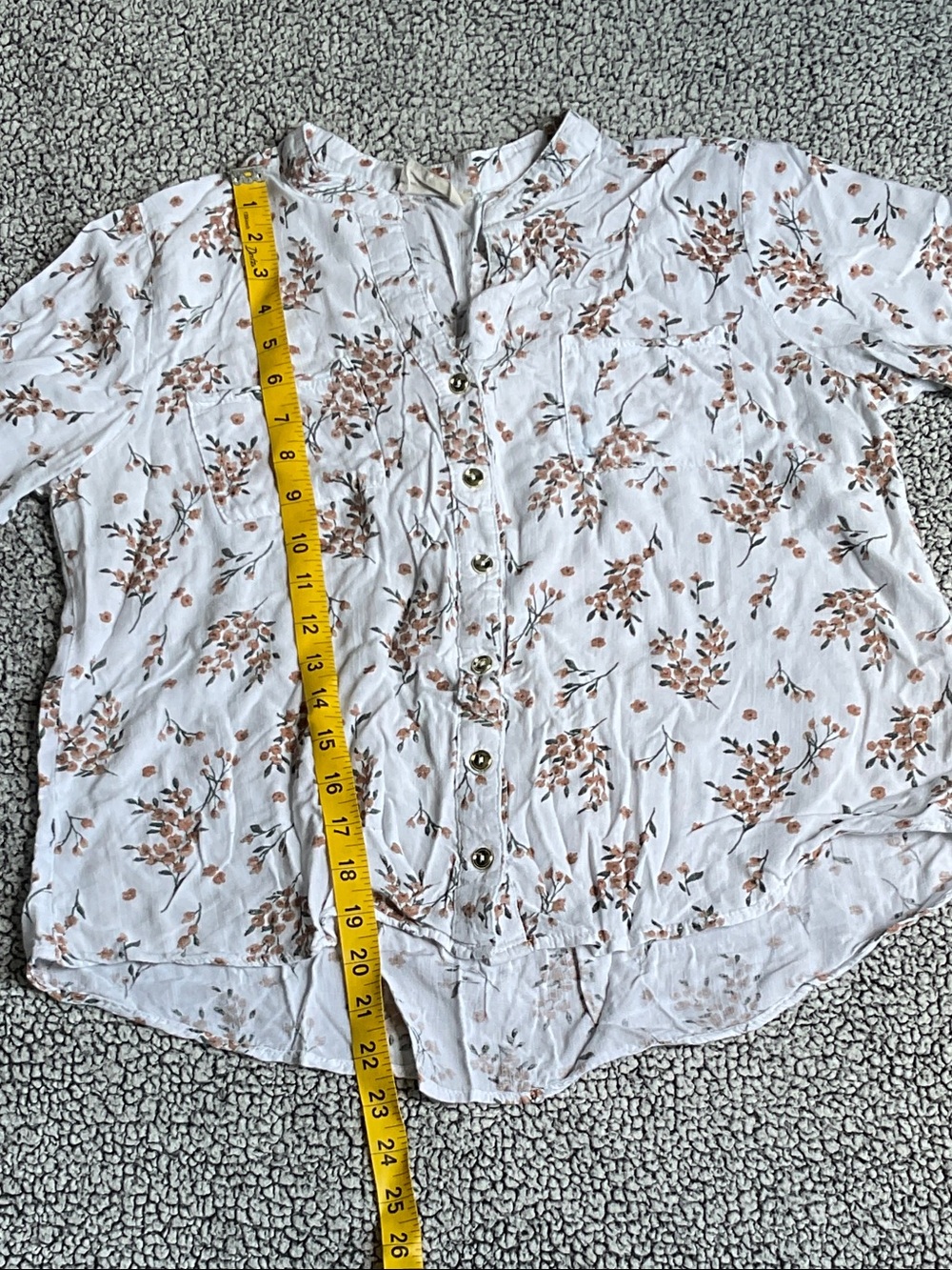Women's White Button-Down Blouse with Brown Floral Print - Picture 5 of 7
